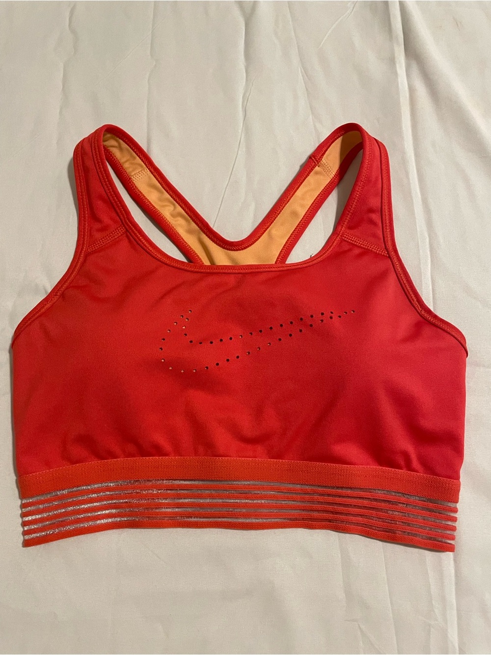 Nike Dri fit Women’s Racerback Sports Bra Coral and Orange size M